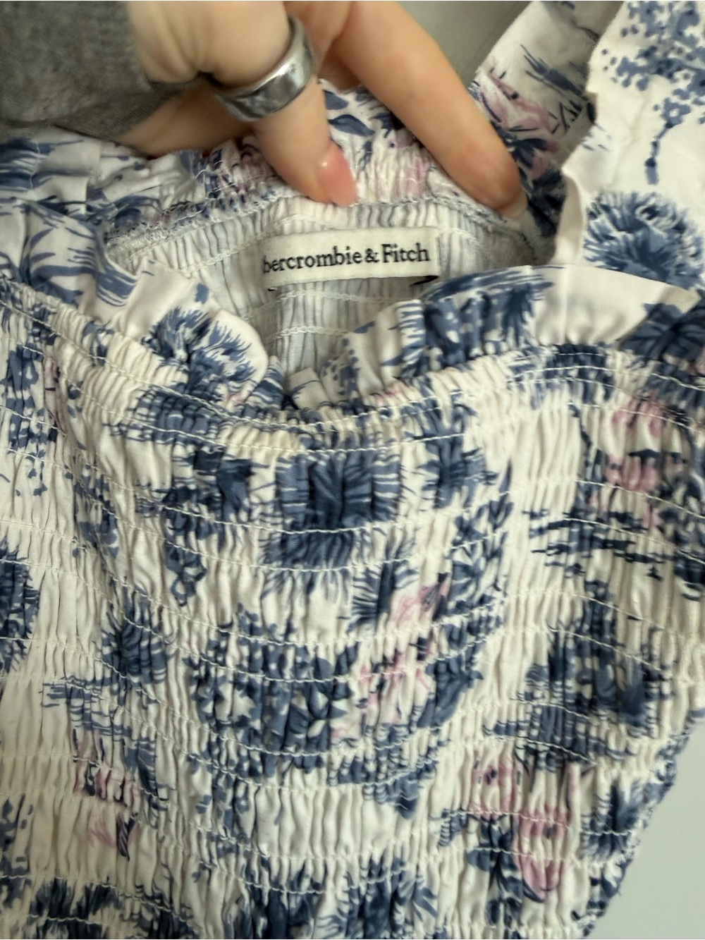 Abercrombie & Fitch White Maxi Dress with Blue and Pink Floral Print - Picture 5 of 5